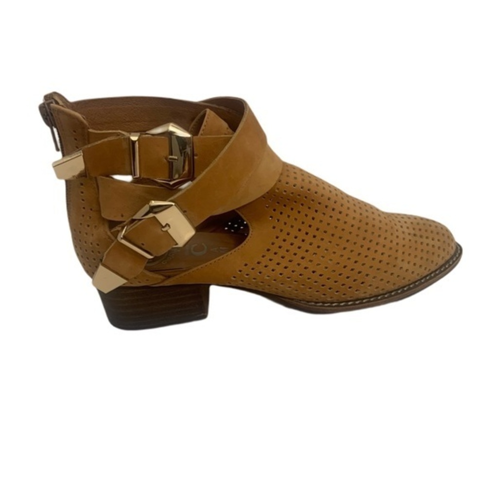 Jeffery Campbell Everly Tan Suede Perforated Cut Out Strappy Ankle Boots